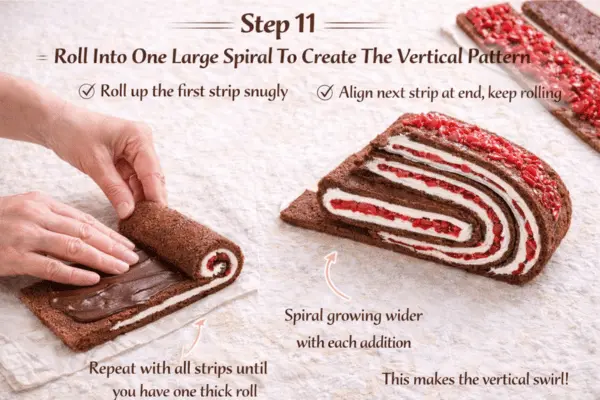 Vertical Black Forest Swiss Roll Step 11 Vertical Black Forest Swiss Roll step 11