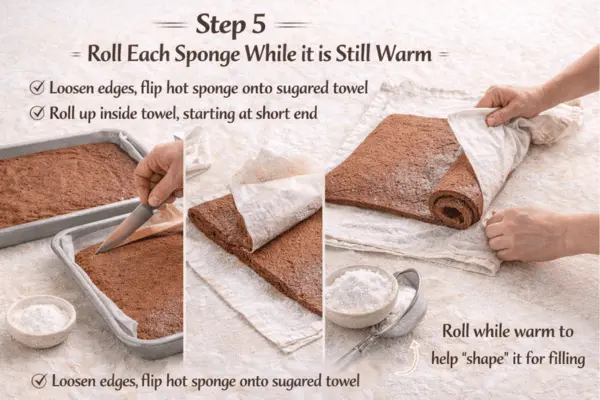 Vertical Black Forest Swiss Roll Step 5 Vertical Black Forest Swiss Roll step 5