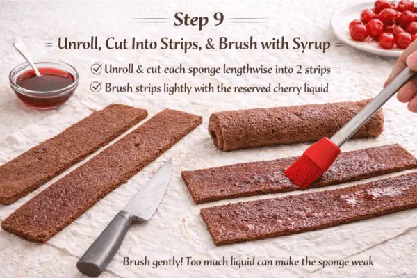 Vertical Black Forest Swiss Roll Step 9 Vertical Black Forest Swiss Roll step 9