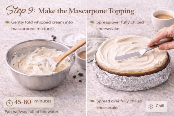 Baked Tiramisu Cheesecake Step 9 baked tiramisu cheesecake step 9