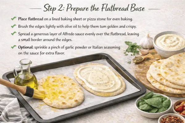 chicken Alfredo flatbread pizza step 2