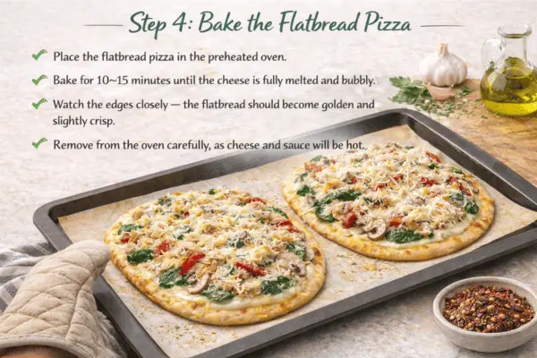 chicken Alfredo flatbread pizza step 4