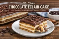 9 Step Recipe Method For No Bake Chocolate Eclair Cake