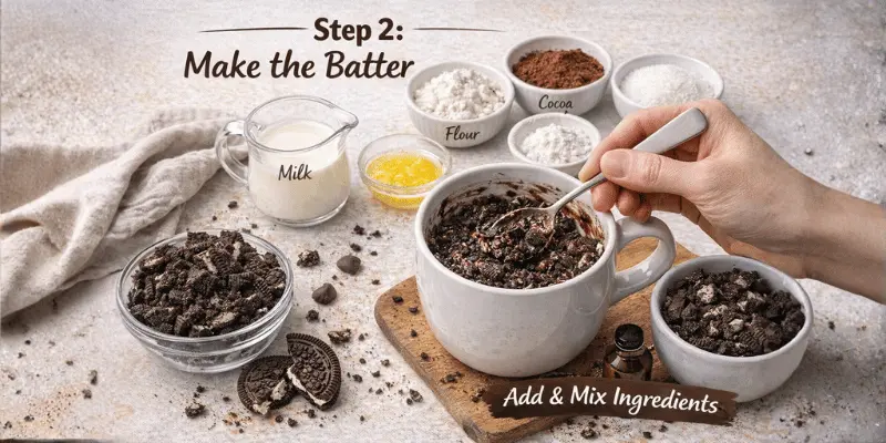 Oreo Mug Cake Recipe Step 2 oreo mug cake recipe step 2