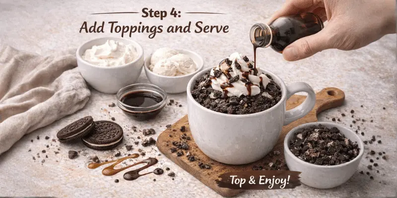 Oreo Mug Cake Recipe Step 4 oreo mug cake recipe step 4